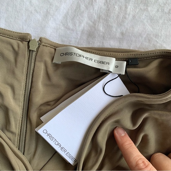 NWT Christopher Esber Vivenda Drape Ruched Mini Skirt Eucalypt Khaki Beige Tan - Picture 8 of 12